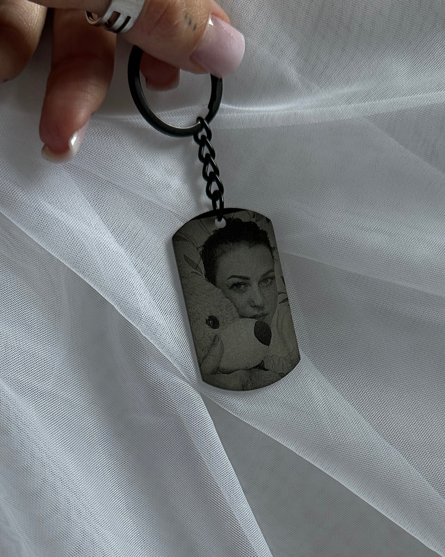 Atslēgu piekariņš ar foto gravējumu